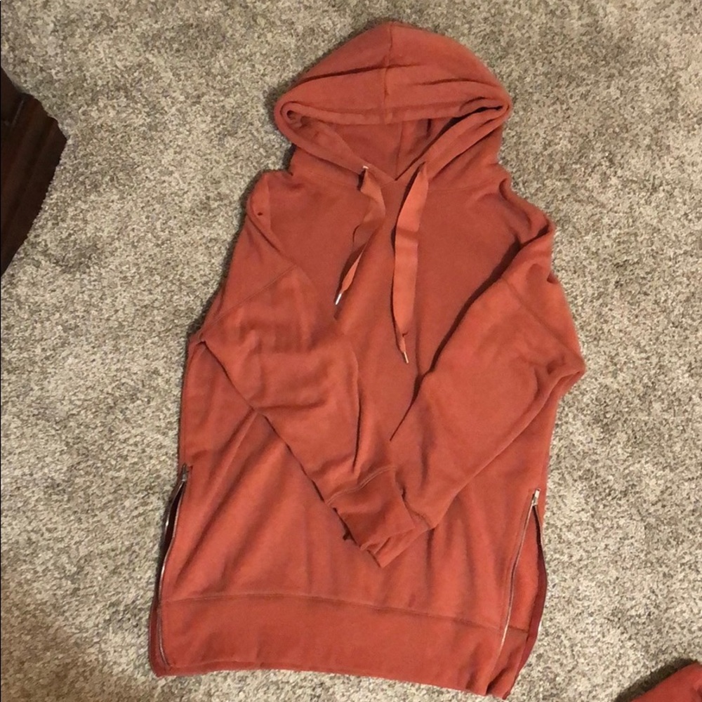 Burnt Orange Aerie Sweatshirt Side Zips